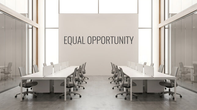 Modern corporate office interior highlighting equal opportunity and eeo principles in the workplace workspace