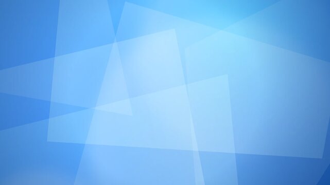 Abstract blue background with overlapping geometric shapes and transparent light rectangles in a modern composition