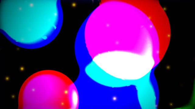 Vibrant neon liquid blobs morphing and glowing with bright colors against a dark background for abstract designs