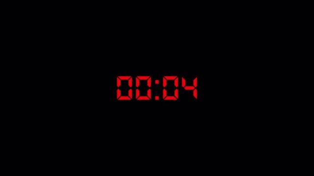 Ten second countdown timer animation from 10 second to 0 second on transparent background, 10 second countdown timer, countdown video with alpha channel