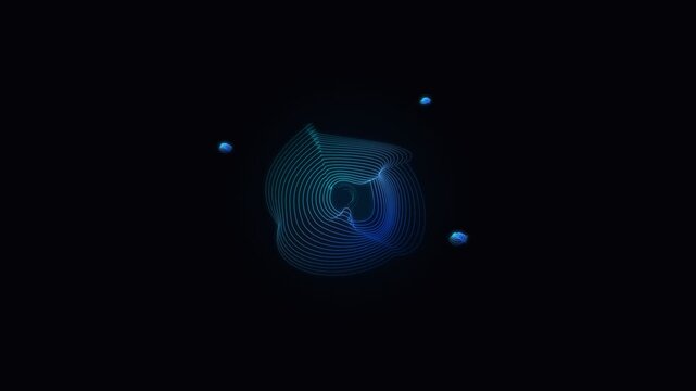 Futuristic digital sound wave visualizer graphic with glowing blue circles on dark abstract background wallpaper