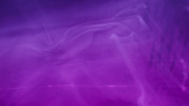 Fluorescent fog. Scratched glass. Defocused purple blue color vapor smog deformed texture on abstract uneven gradient art neon light background.