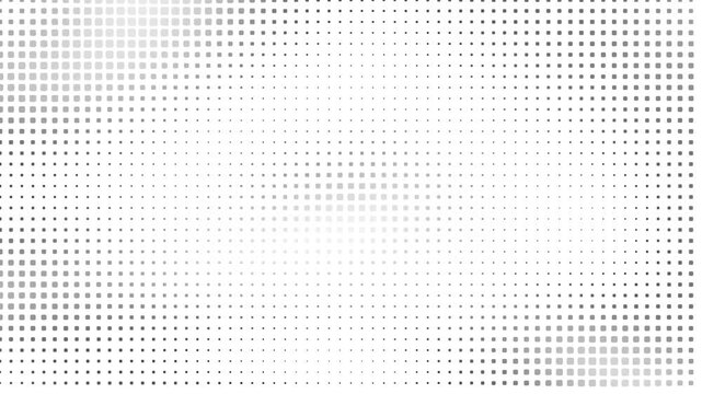 Abstract grey halftone dots background with square grid pattern and gradient fading effect design