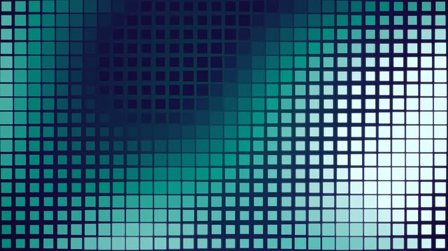 Abstract digital background with geometric teal squares and dark blue gradient mesh pattern