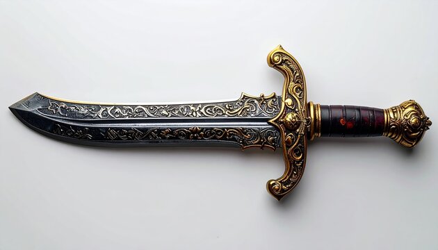 Ornate pirate cutlass sword with golden hilt