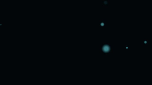 Macro view of glowing cyan digital lattice with soft floating bokeh particles and smooth lateral camera panning