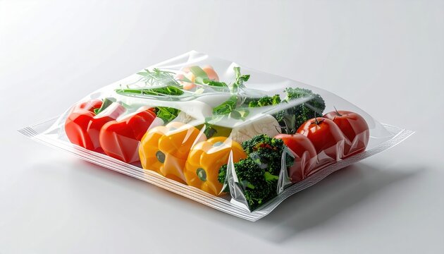 Clear vacuum sealed plastic bag for food and packaging concepts