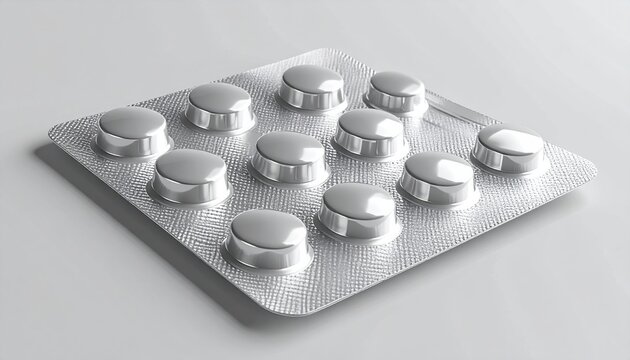 Empty silver aluminum blister pack