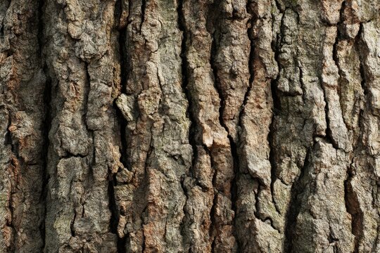 Rugged Tree Bark Texture with Deep Grooves and Moss for Natural Backgrounds