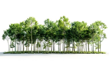 Fototapeta premium A dense deep forest scene isolated on white background.