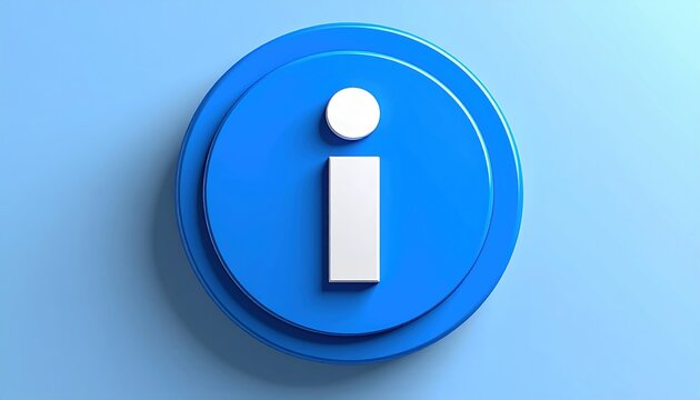Blue information icon with white letter i on circular button for signage design