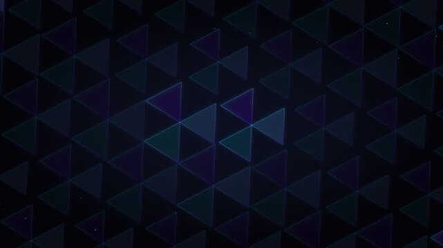 Abstract dark blue digital geometric pattern with glowing triangles in a futuristic design and cyber aesthetic