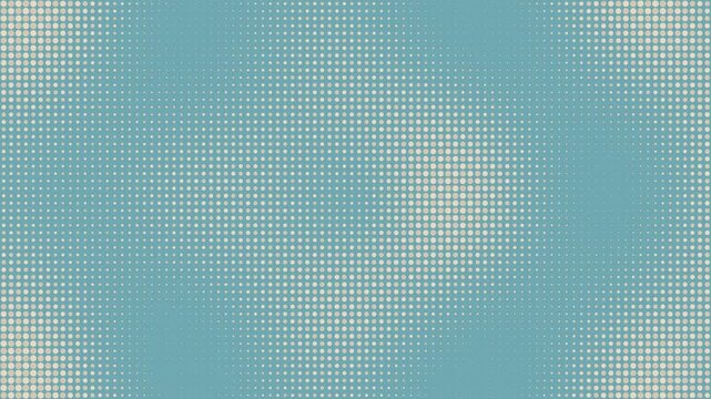 Retro halftone dot pattern background in teal and cream with vintage comic book style texture and abstract design