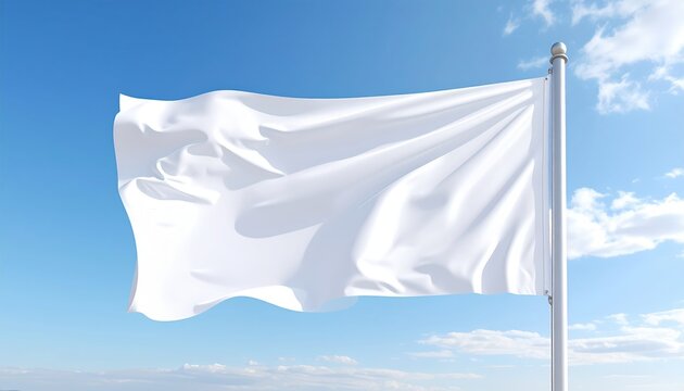 Blank white flag with clean fabric texture for event and branding mockup
