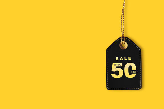 Black Friday Sale Tag on Yellow Background