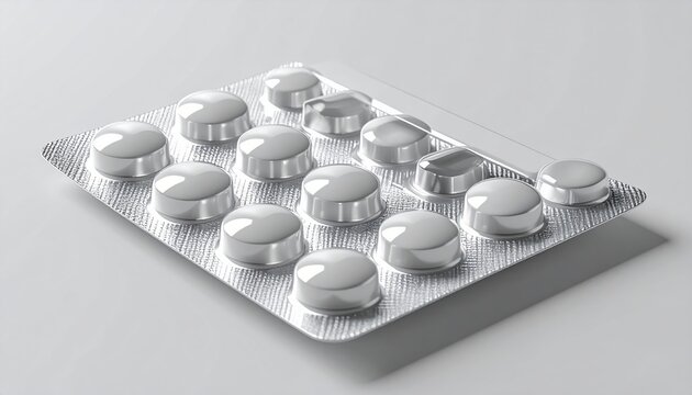 Empty silver aluminum blister pack
