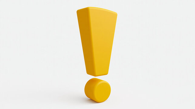 A 3D yellow exclamation mark isolated on white background. Perfect for warning and attention concepts.