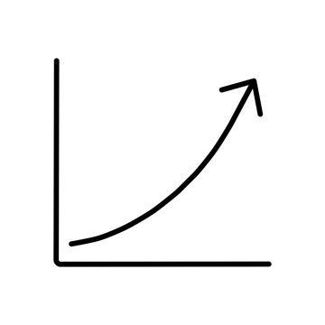 Hand drawn growth arrow graph icon with exponential upward curve