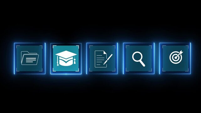 Businessman finger touching digital graduation cap icon among folder, book, and search symbols, representing online education, e-learning, knowledge, and digital learning technology. on transparent.