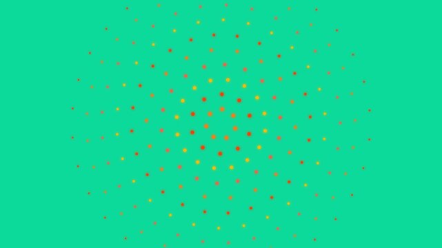 Abstract radial dot pattern motion background, vibrant colorful pulsing circles animation on green screen, modern digital