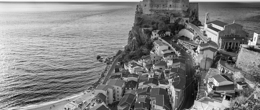 Scilla, Calabria. Ruffo Castle and cityscape