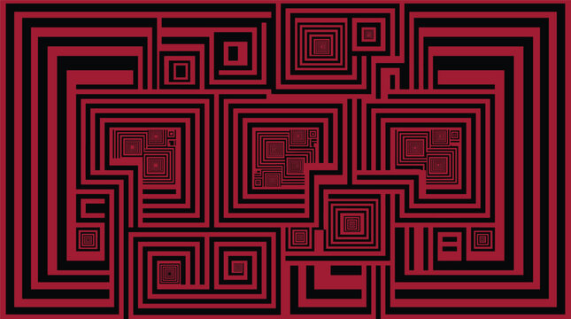 Geometric square pattern with nested lines creates an abstract visual