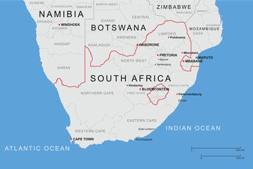Map of south africa and surrounding countries in southern africa © Shamim