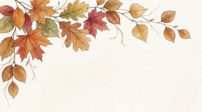 Autumn leaves branch with colorful fall foliage