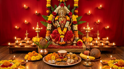 Fototapeta premium Traditional Hindu Diwali Festival Decorations Display.