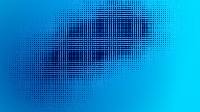 Abstract blue halftone pattern background with dark dots creating a textured gradient effect and modern geometric design