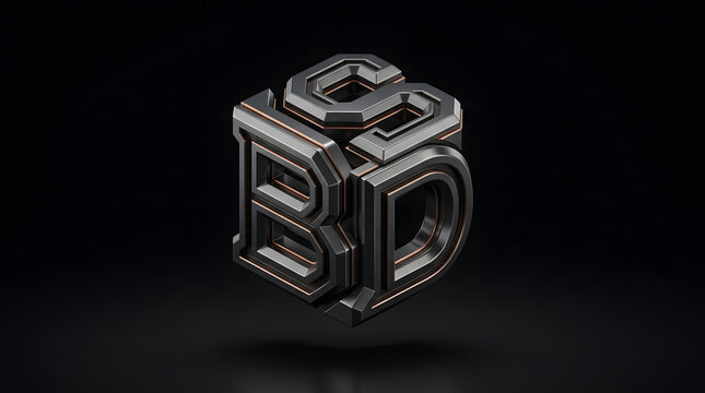 3D Metallic Logo Design with Black and Copper Accents