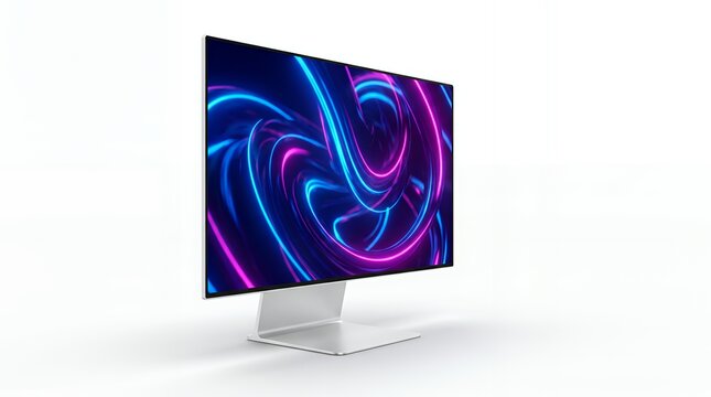 White Frameless OLED Gaming Monitor with Colorful Display