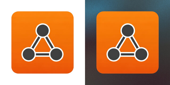Orange network connection icon button for mobile application design.