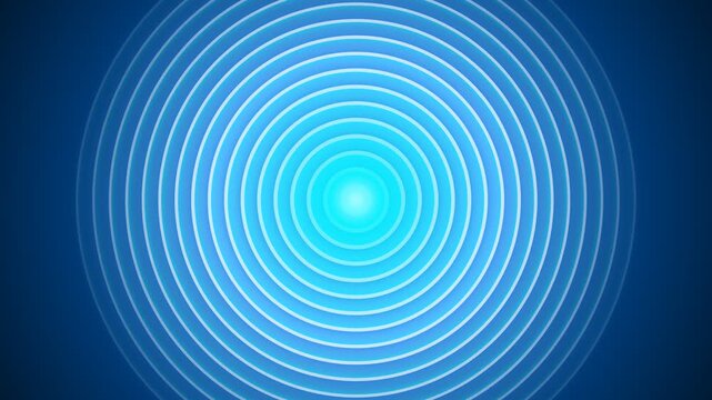 Abstract blue background with glowing concentric circles and sound wave ripple pattern