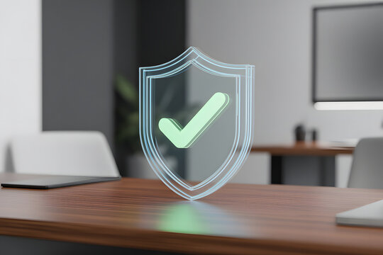 Secure digital environment with verified shield symbol