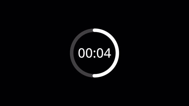 Ten second countdown timer animation from 10 second to 0 second on transparent background, 10 second countdown timer, countdown video with alpha channel