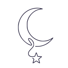 Crescent Moon Star Line Art © Line Art