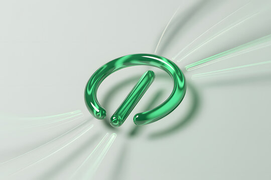 A green metal ring with reflective surface