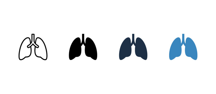 Human lungs vector icon set for healthcare and respiratory system design 