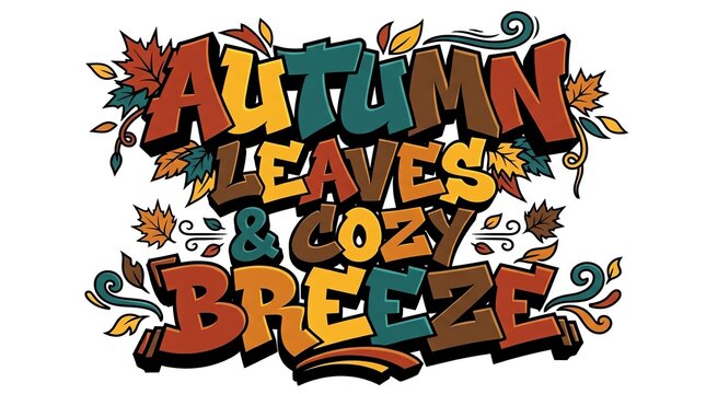Autumn leaves and cozy breeze fall season typography