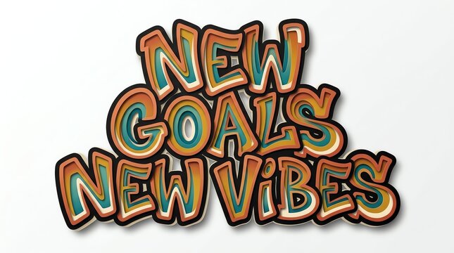 New goals new vibes typography isolated on white background