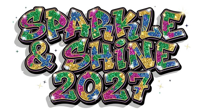 Sparkle and shine 2027 glitter text design
