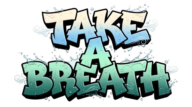 Take a breath typography design with water splash elements