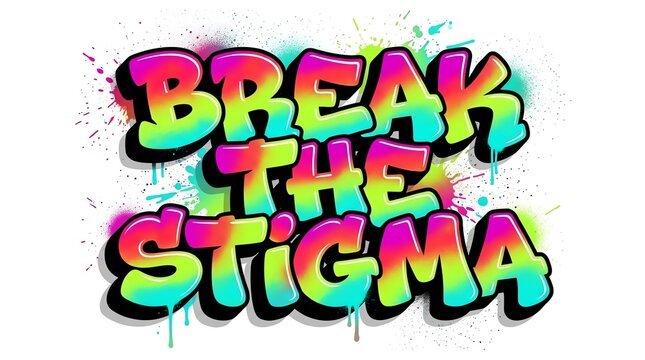 Break the stigma graffiti text isolated on white background