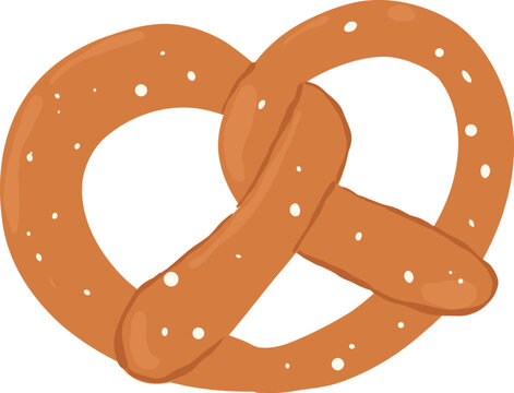 Traditional german baked pretzel snack for delicious bakery pastry and Bavarian beer festival party food illustration