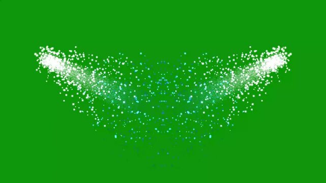 Sparkling light trail motion graphics, glowing particle effect, glowing glittering trail animation, twinkling magic dust on green background, shimmer particles motion,4k loop animation