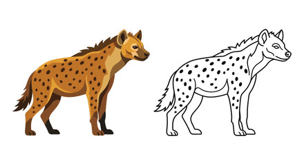 Obraz premium Spotted hyena illustration with a line art version white background