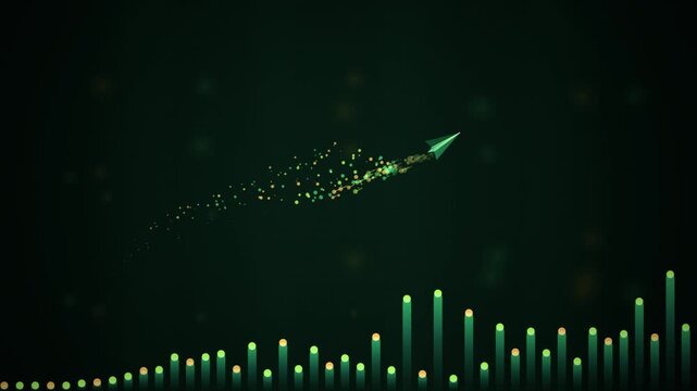 Abstract digital art showing colorful data points and flight path