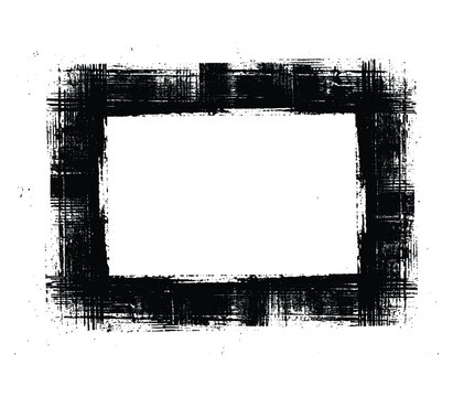 Grunge rectangle border with distressed ink texture and rough edges.