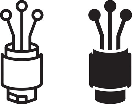 Fiber optic cable connector network icon vector graphic illustration with fiber optic cable connector
